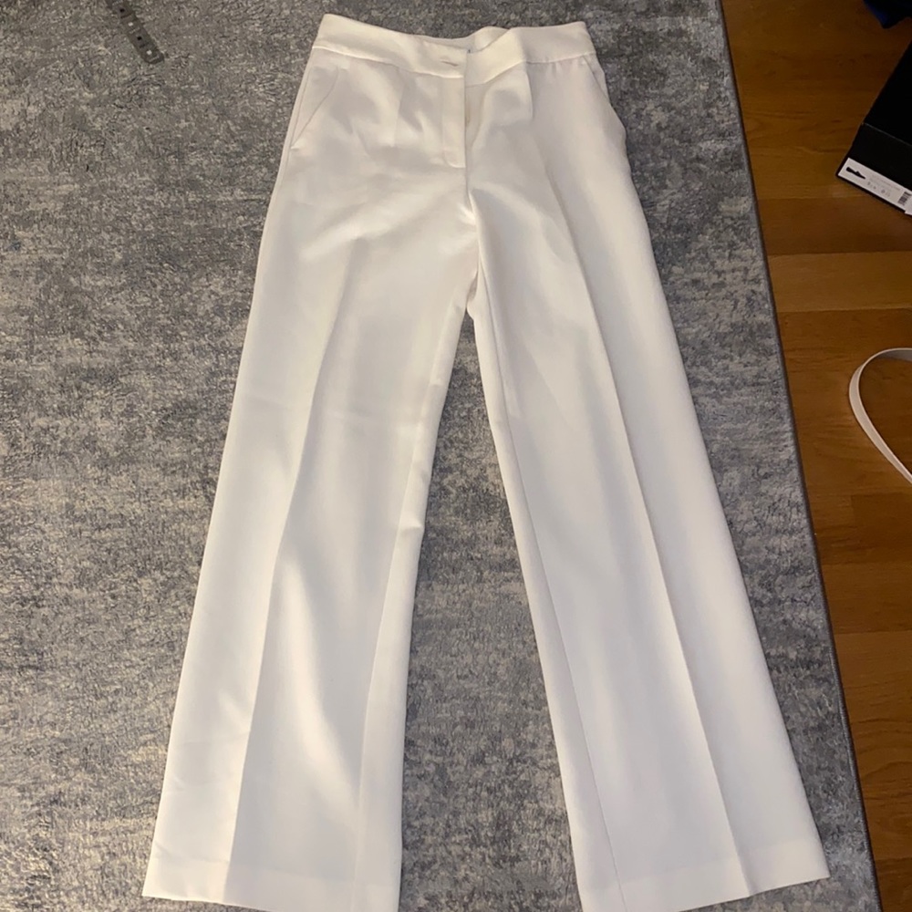 Elegant winter white wide legged slacks